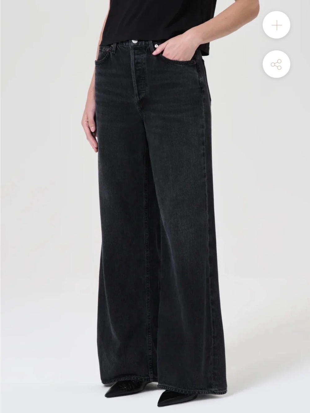 AGOLDE Wide Leg High-Rise Jeans in Black